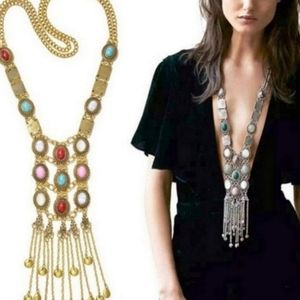 Silver or Gold, Turquoise, Opal, Long Necklace